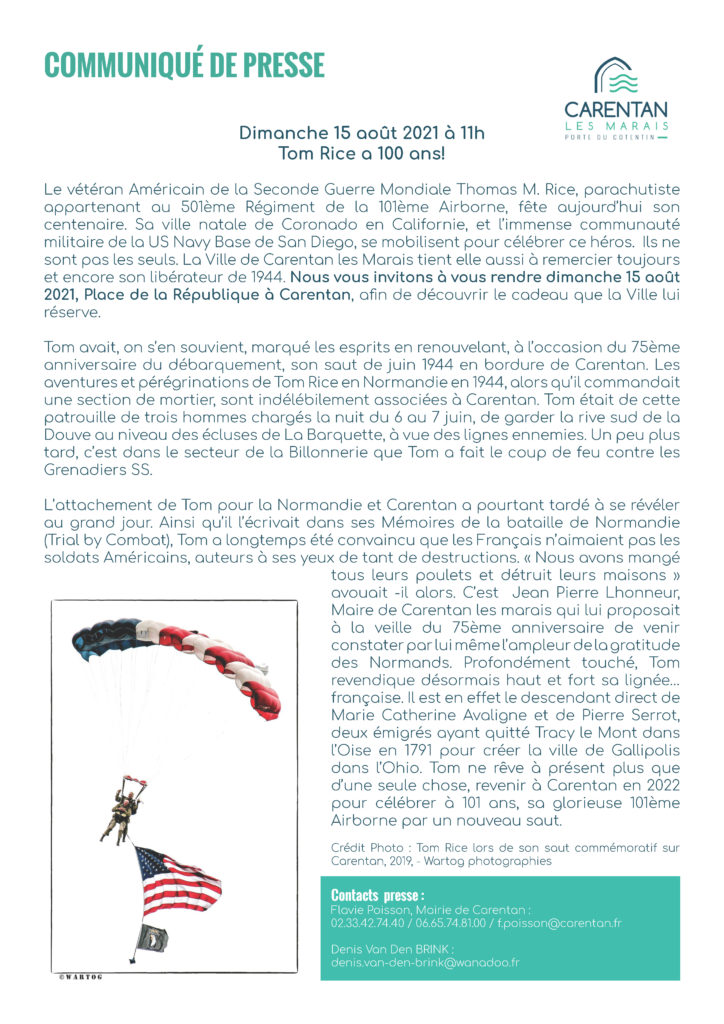 CP - 100 ans Tom Rice